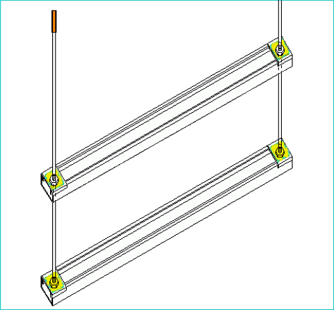 ハンガーレール中空2段支持イメージイラストです。