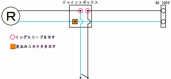 片切スイッチの複線図です。