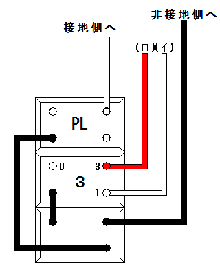 片切・三路の切替えスイッチ＋パイロットランプ配線器具取付け結線図